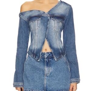 ASYMMETRIC DENIM SHIRT TOP IN INDIGO